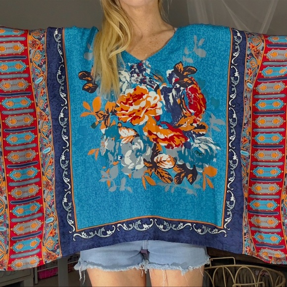 TOLANI 100% Silk Floral Kimono Top - Picture 8 of 8